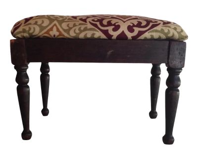 Mid 20th Century Printed Linen Upholstered Small Foot Stool