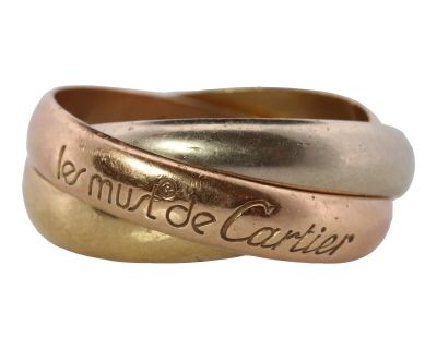 Vintage Cartier 18k 750 Tricolor Rolling Must De Cartier Triple Band Ring Size 5