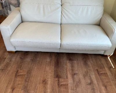 Sofa sleeper near new - full grain leather, queen mattress