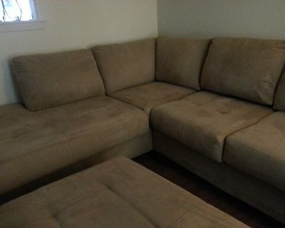 MICROFIBER SECTIONAL COUCH WITH CHAISE AND OTTOMAN