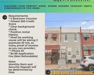 2418 North 16th Street. Philly captures hearts through its historical charm, burgeoning food scene, and unique character. Pet friendly Recently renovated Stainless steel Ceiling fan Range Refrigerator Unit Amenities ceiling fan range refrigerator recently renovated stainless steel Property Amenities cats allowed dogs allowed pet friendly accepts section 8. Pets allowed. 5 Bedroom. 2 Bathroom. 0 ft
