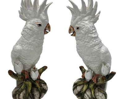 Pair of 1960s Italian Ceramic Cockatoos