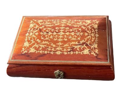 1970s Italian Collage Carved Wood Marquetry Box