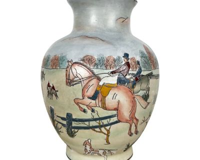 Vintage Equestrian Fox Hunting Scene Vase