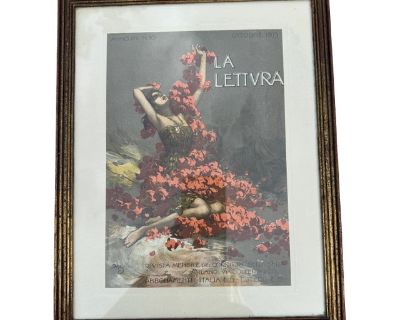 Framed 1913 Italian "La Lettura" Opera Magazine
