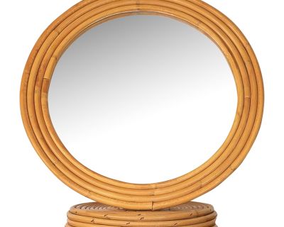 1960s Italian Rattan Vanity Mirror