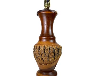 Late 20th Century Live Edge Turned Wood Table Lamp