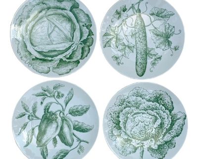 Set 4 Vintage Bavarian China Plates With Vegetables
