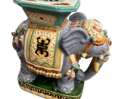 Vintage Colorful Elephant Garden Stool