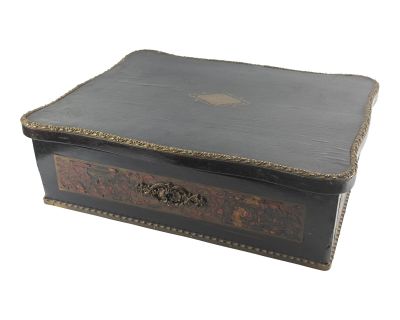 19th Century French Boulle Bronze Inlaid Ebonized Wood Dresser Vanity Box