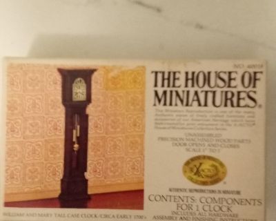 House of Miniatures Kit #40018 1:12 William & Mary Tall Case Clock NIB Vintage Doll House furniture