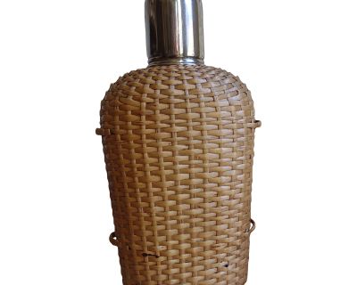 Antique Large Finely Woven Wicker Flask