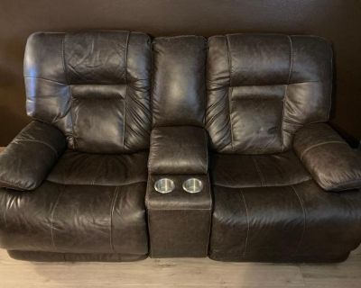 Leather Couch Power Reclining Loveseat with Console