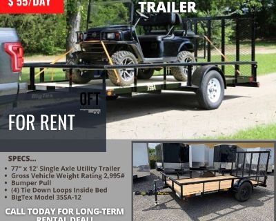 Trailers for rent in Central Tx. New Single Axle Utility Trailer