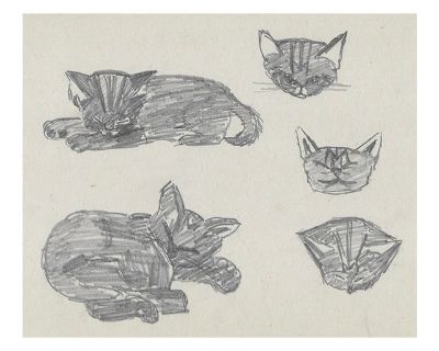 1943 William Wood Kitten Drawing