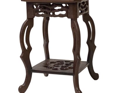 4.25" Chinese Brown Wood Square Tall Table Top Stand Display Easel