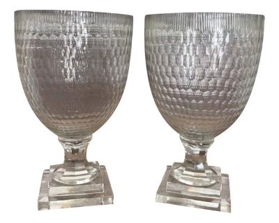 Mid Twentieth Century Molded Glass Apothecary Footed Urns