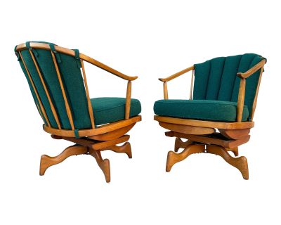 1950's Mid Century Modern Platform Spring Rocking Chairs - a Pair