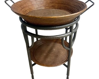 Vintage Gabriella Crespi Style Split Reed Rattan Tray Table