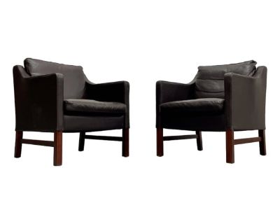 Pair - Mid Century Modern Danish Leather Lounge Chairs by Skipper Mobler, C. 1970’s