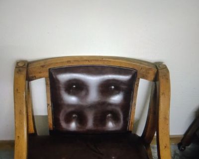 Wooden Card table and 4 rolling chairs