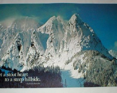 Mountains with Snow Vintage  Art Poster 1984 - 14" x 21"