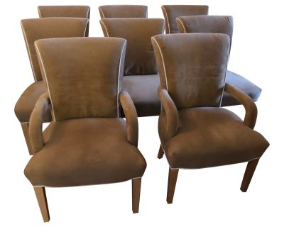 1990s Beverly Custom Ultrasuede Dining Room Chairs - Set of 8