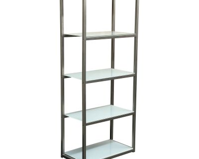 Contemporary Stainless Steel + Frosted Glass Bookshelf