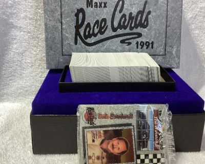 This is a complete Set of Max Racing Cards and has extra cards that have never been opened! Box was only opened to take the above pictures FREE BONUS of a Brickyard 400 1/64 scale Semi with trailer ! Ideal Xmas Gift for a Race Fan ? Cash sale