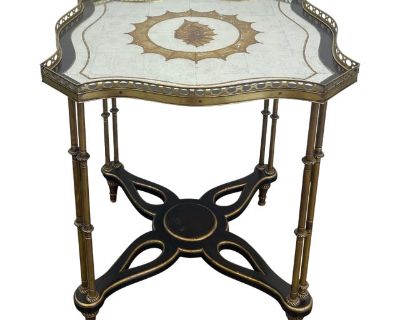 John Richard Gold Table With Mirrored Top With Conch Detail