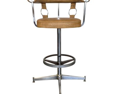 1970's Daystrom Faux Leather and Chrome Bar Stool