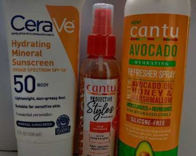 sunblock & hair products, previously used