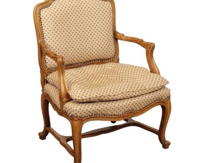 French Provincial Style Carved Frame Fauteuil Armchair