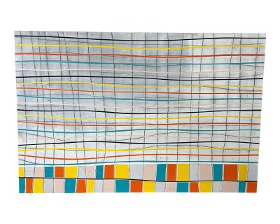 Ed Calhoun “Striped & Blocks" Oil on Canvas Signed + Dated 2010
