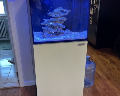 Throwing in the towel and with the livestock all spoken for, time to move to the dry goods Elos Midi - $600 Includes tank, stand, acrylic/mesh top, DIY 10g sump, and return pump. Tank has some scratches but is still very much a show tank. Aquascape - $200 Radion XR15 Pro G6 - $375 Used for maybe 2-3 months at a max of 35%. Includes RMS mount and diffuser. BRS 5 stage 150gpd RODI - $175 Hanna Sa...