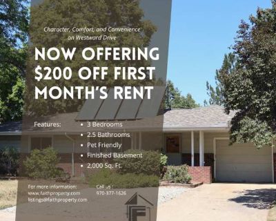 3 Bedroom 2.5BA 2000 ft Pet-Friendly Apartment For Rent in Fort Collins, CO