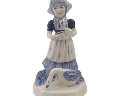 Vintage Blue and White Deflt Female Figurine