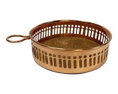 Vintage Round Brass Faux Bamboo Gallery Tray or Wine Coaster