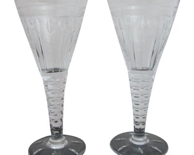 Stuart England Crystal Oleta 6 1/2" Large Claret Wine Glass Goblet Set of 2