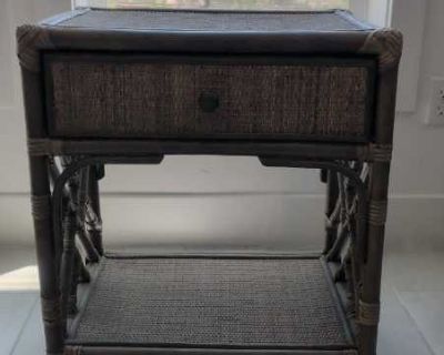 Two identical small side tables