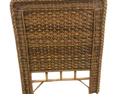 1960s Vintage Boho Chic Braided Woven Bamboo Wicker Rattan Twin Size Headboard