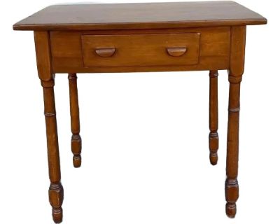 Antique Early American Primitive Rustic Style Solid Yellow Pine 1 Drawer Table Desk