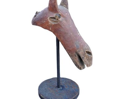 Late 19th Century Folk Art Carved Wooden Horse Head