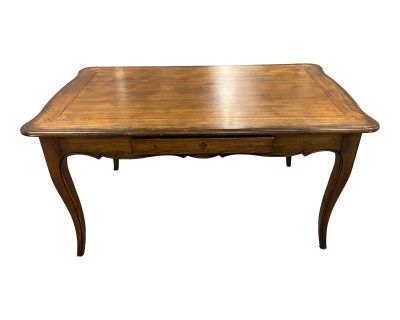 Mid 20th Century Hekman Country French Provincial Dining Table With Drawer and Scalloped Apron