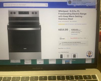 BRAND  NEW  WHIRLPOOL  ELECTRIC  OVEN  RANGE