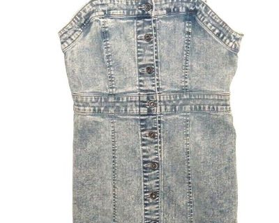 AriZona Button Front BodyCon Denim Jean Dress Womens Medium Juniors M