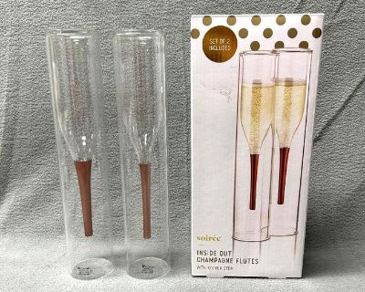 Thumbs Up Brand - Inside Out - Set of 2 Champagne Flutes Clear - UNIQUE!