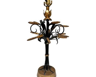 Mid-Century Italian Gilt Tôle Wheat Sheaf Table Lamp