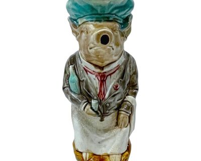 Vintage Majolica Style Pig Chef Pitcher