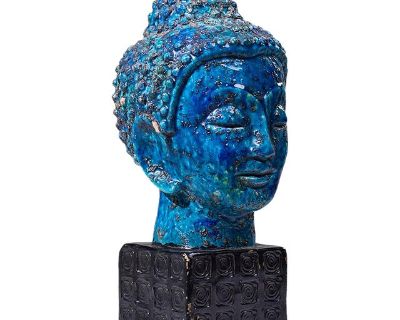 Aldo Londi for Bitossi Mid Century Blue Buddha Bust